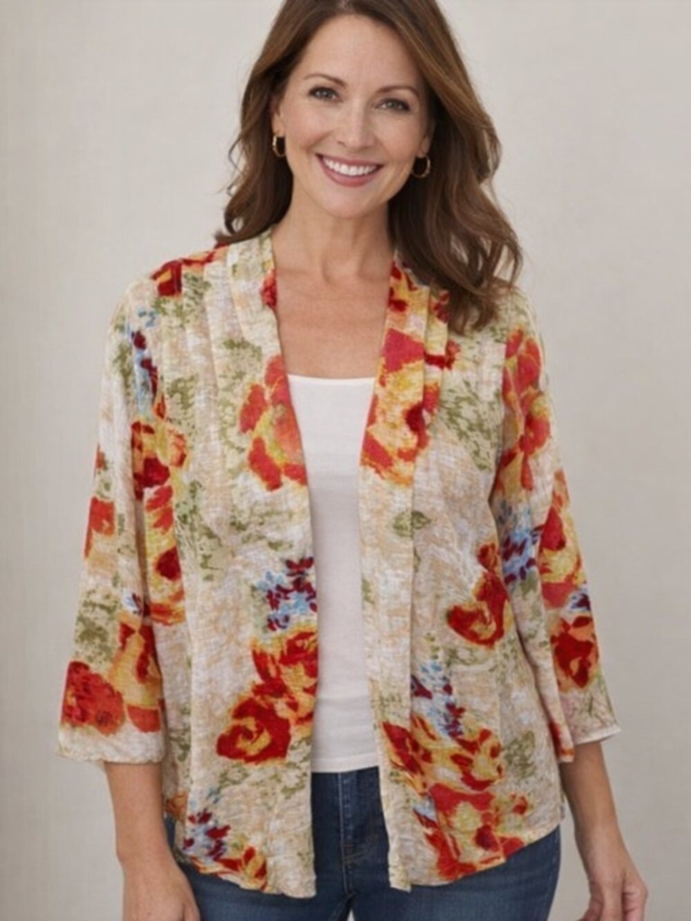 Democracy Multicolor Floral Lightweight Kimono Cardigan Size M